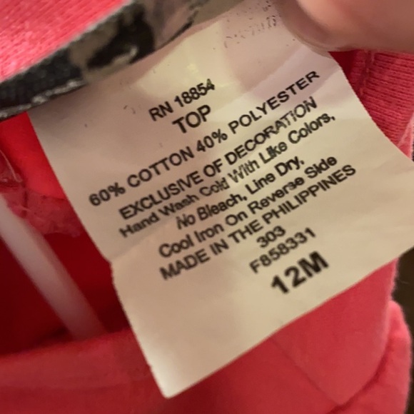 Rare Editions cupcake ruffle bottom ribbon bow pink shortsleeve shirt size 12M​ - Picture 6 of 7